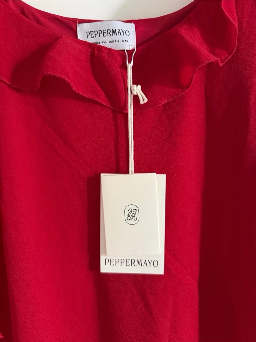 Peppermayo Red Ruffle High-Low Chiffon Dress Size US16 - Picture 7 of 12